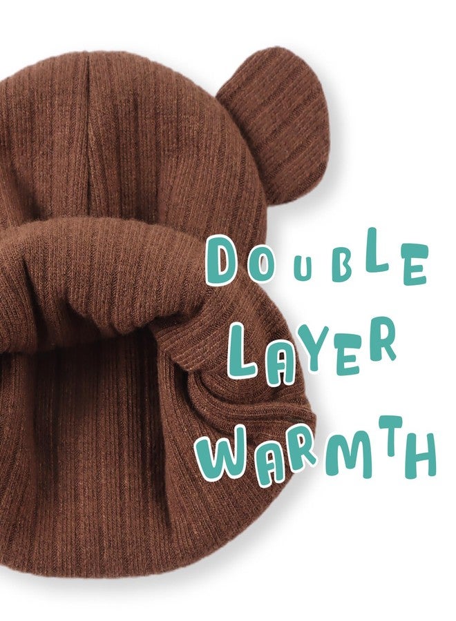 Zsedrut Newborn Baby Hat Bear Infant Cute Baby Beanie Toddler Boys Girls Knitted Hats for New Born (0-6 Months, Coffee) - Image 3
